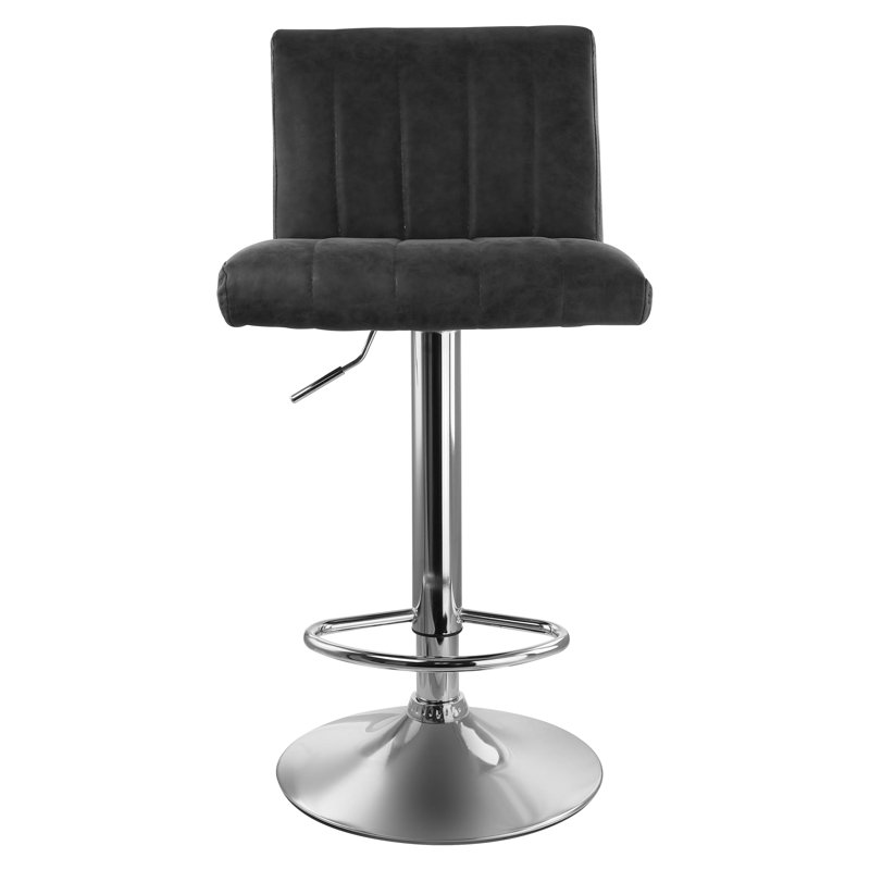 Milosevich Swivel Upholstered Adjustable Height Counter Stool with Metal Frame, Black