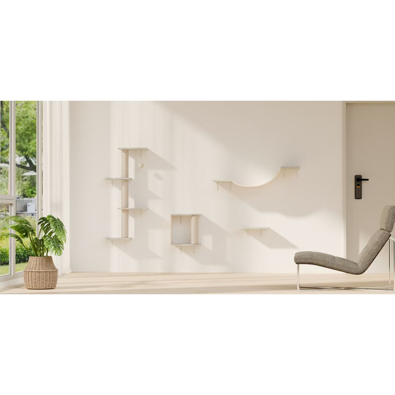 Meuble mural moderne pour chat - 4 pièces, Beige