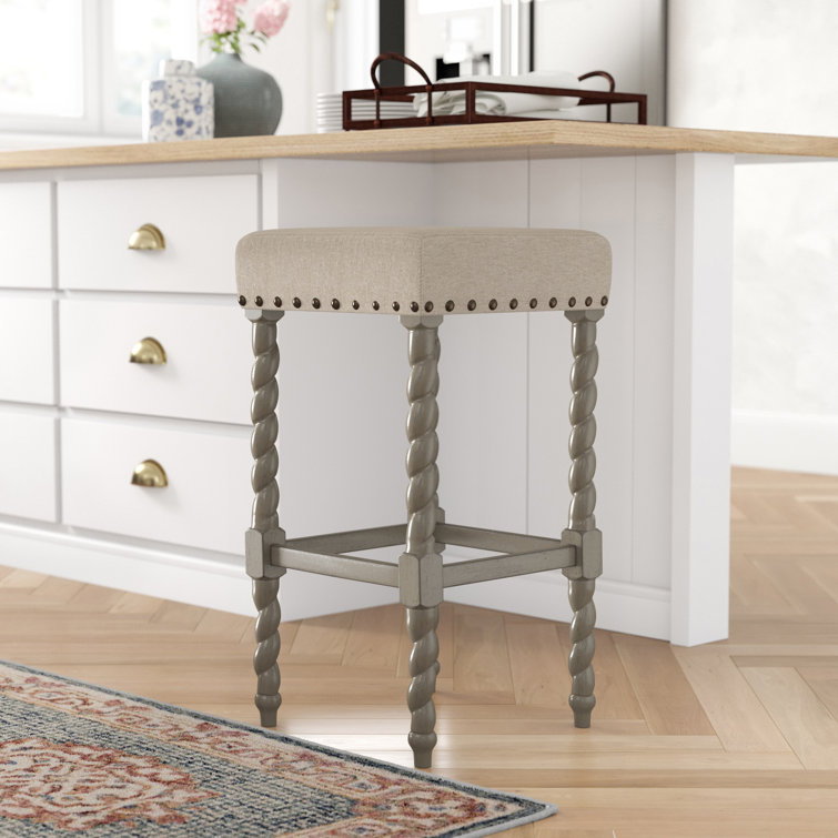 Gouldsboro Upholstered Counter Stool with Solid Wood Frame