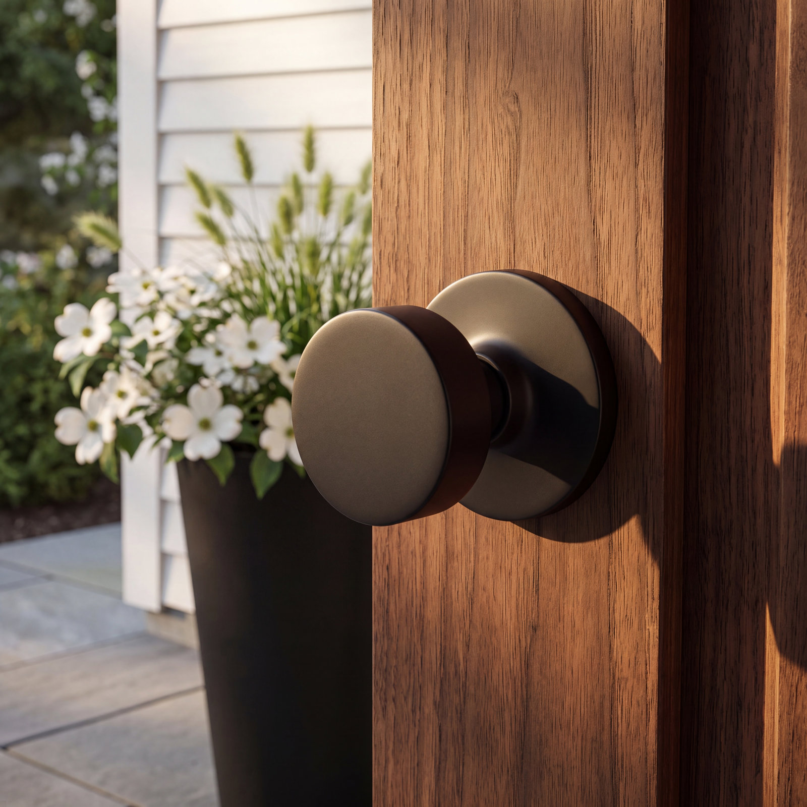 Privacy Door Knob with Disk Rosette, Flat Black