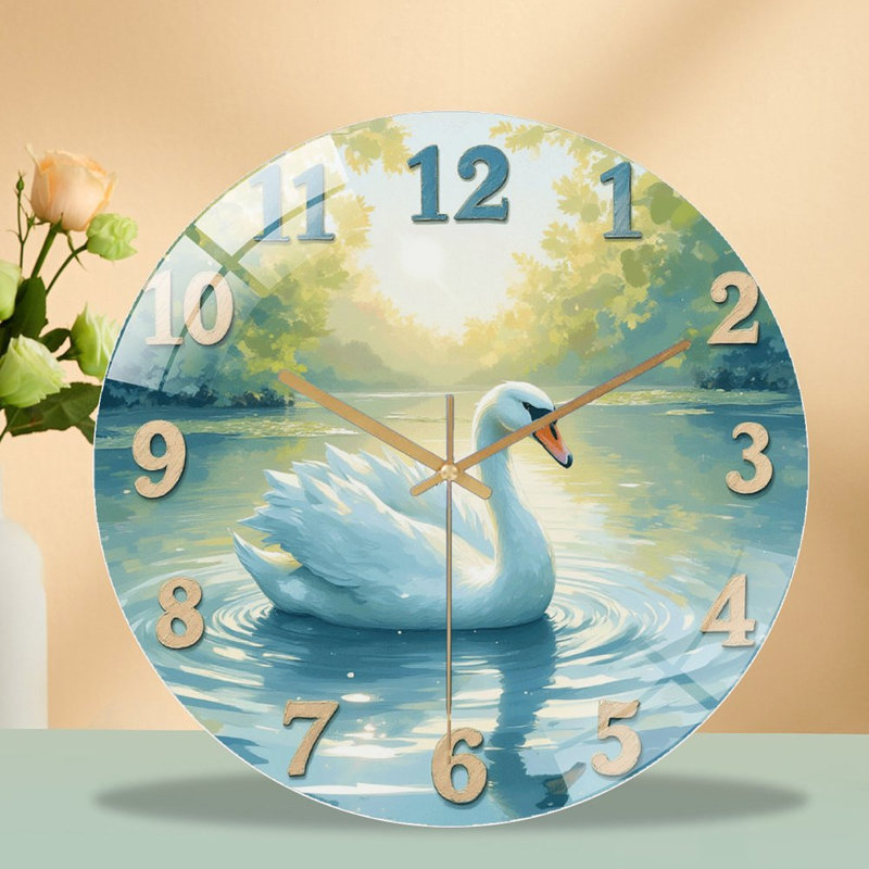 Belle horloge murale avec cygne