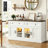 63"W Large Rustic Wood Sideboard Buffet Cabinet With2 Large Drawers & Transparent Doors, Farmhouse 4 Doors Kitchen Storage Cabinet With Charging Station And LED Light, TV Stand With Adjustable Shelves-1799830704