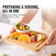 Ensemble de 3 planches à découper en bambou avec rainure à jus et poignée intégrée - Planches à découper robustes et durables pour fruits, légumes, viande, service - Bambou naturel, 3 tailles (9 x 6, 12 x 8, 15 x 10 pouces)