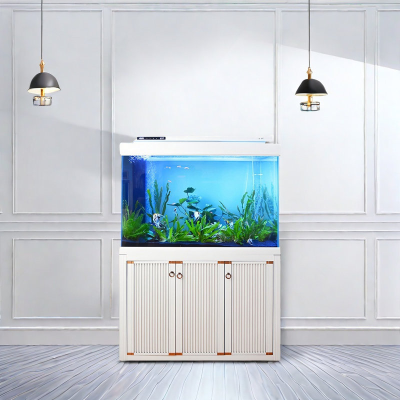 Modern White Rectangular Eco Aquarium Tank, 60.2" H x 47.2" W x 23.6" D