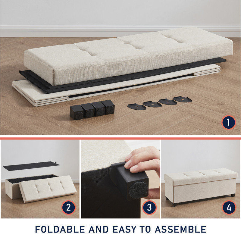 Collapsible Long Bench Pehrson, Beige