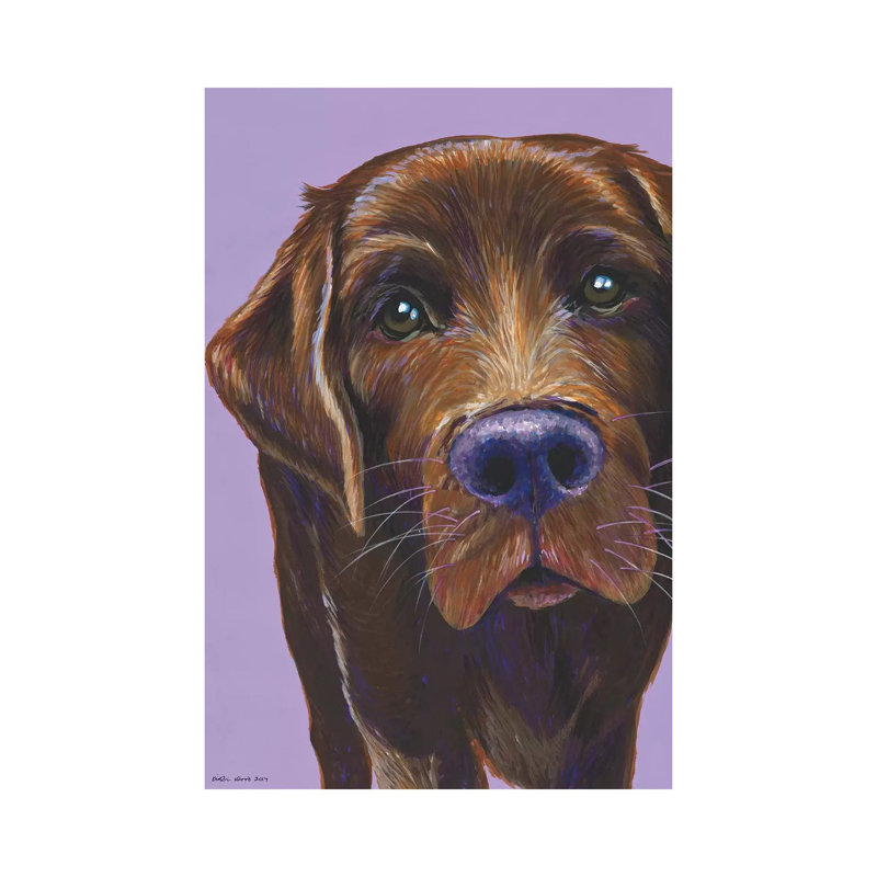 Brown Labrador On Lilac by Kirstin Wood - Wrapped Canvas Print, 101.6 cm H x 66.04 cm W