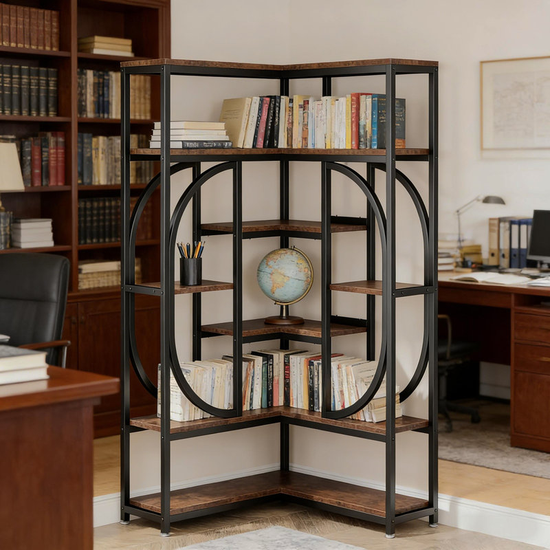 Présentoir de style industriel, bibliothèque, bibliothèque d'angle