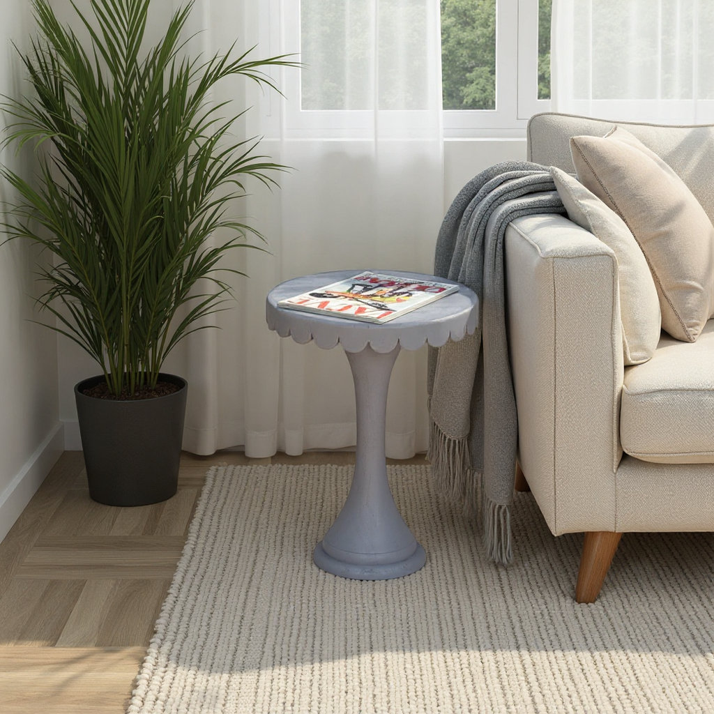 Linda 18" Mango End Table, Light Blue