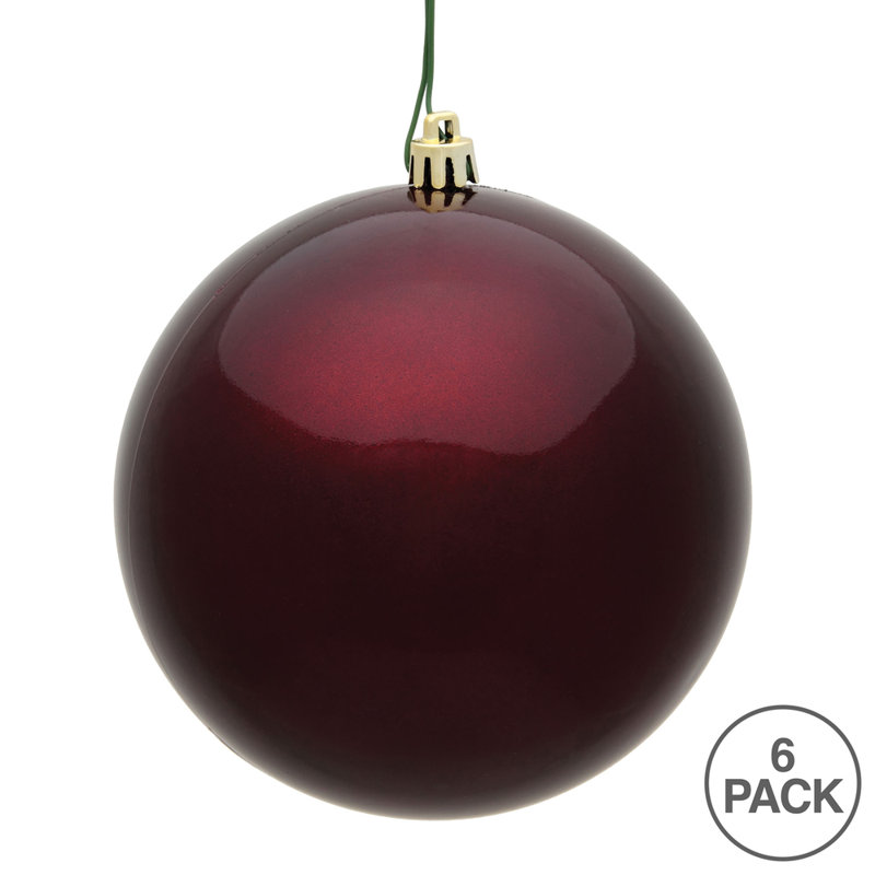 Ornement boule des Fêtes seulement, Bourgogne, H 4 po x l 4 po x P 4 po