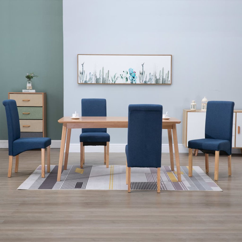 Chaise d'appoint rembourrée avec structure en bois, bleu, 4