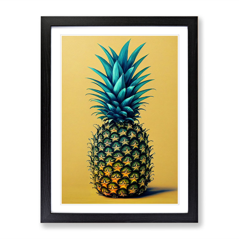 FRM-V0523-1848X Pineapple Painting Vol.1 - Picture Frame Print, Black, 64cm H x 46cm W x 2cm D