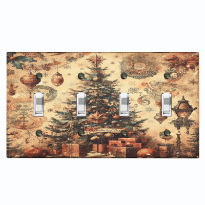 Nature Themed 4 - Gang Toggle Light Switch Standard Wall Plate