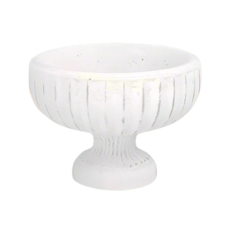 Cement Low Urn Washed Finish White, 7.5" H x 10.25" W x 10.25" D