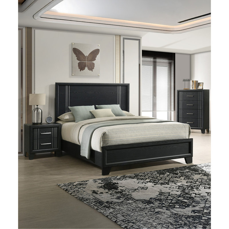 Commode de chevet contemporaine à quatre tiroirs, gris anthracite, parfaite pour le rangement et l'esthétique moderne dans les chambres à coucher.