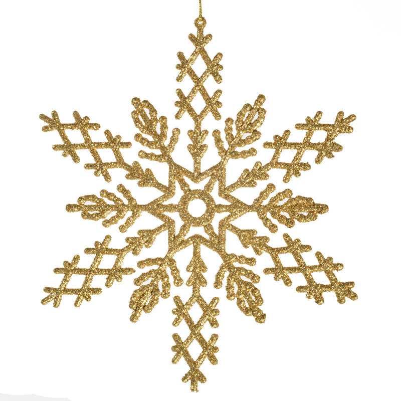 Ornement en forme de flocon de neige scintillant, Or, l 8 po x P 8 po