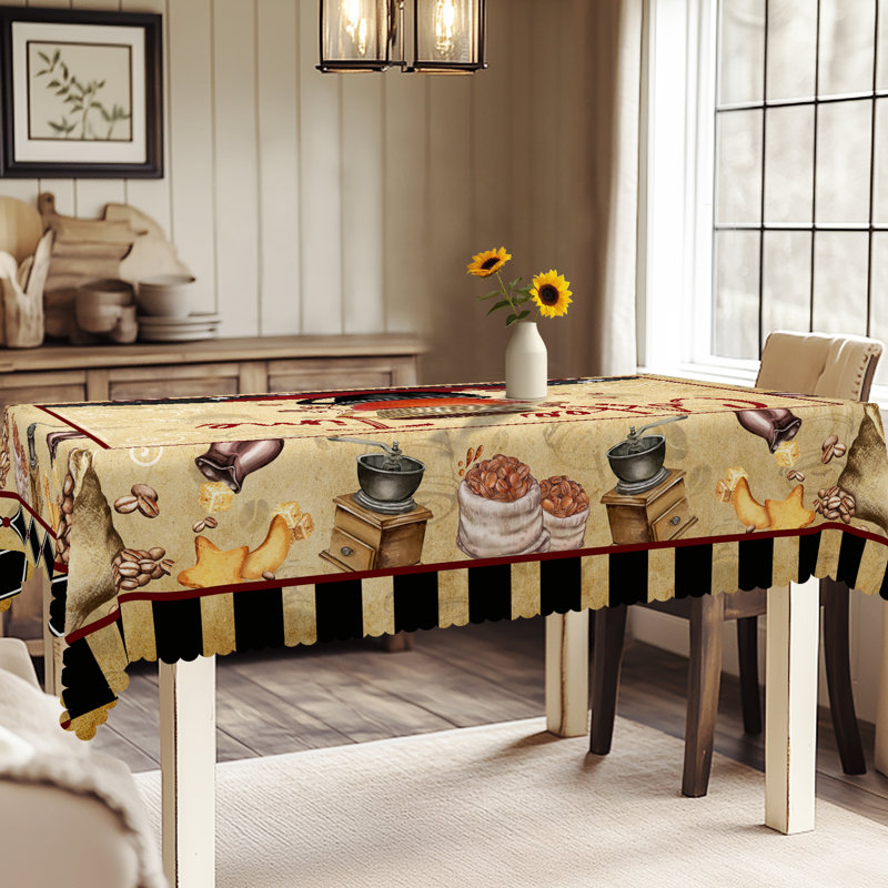 Retro Coffee-Colored Timeless Tablecloth, Washable Rectangular Tablecloth, Ideal for Indoor Dining and Family Gatherings