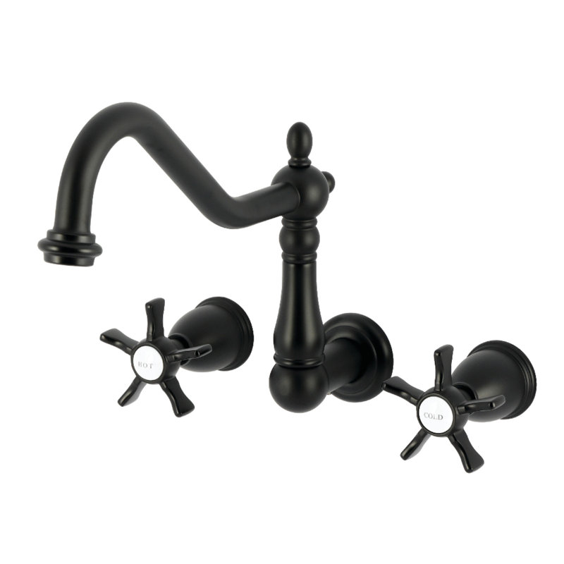 Elegant Heritage Matte Black Nickel Wall-Mounted Roman Tub Faucet