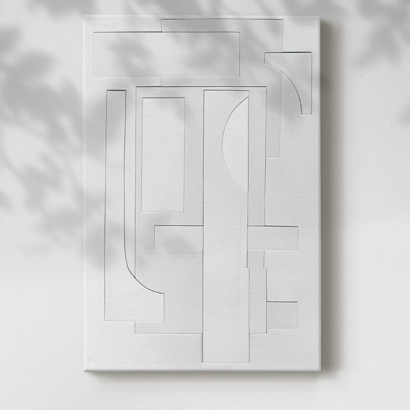 White Geometric I Framed On Canvas Print