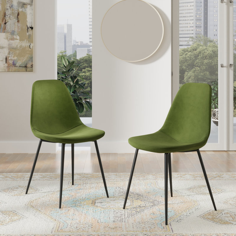 Chaise de salle à manger en velours Kody Performance, Velours performance vert forêt Bella