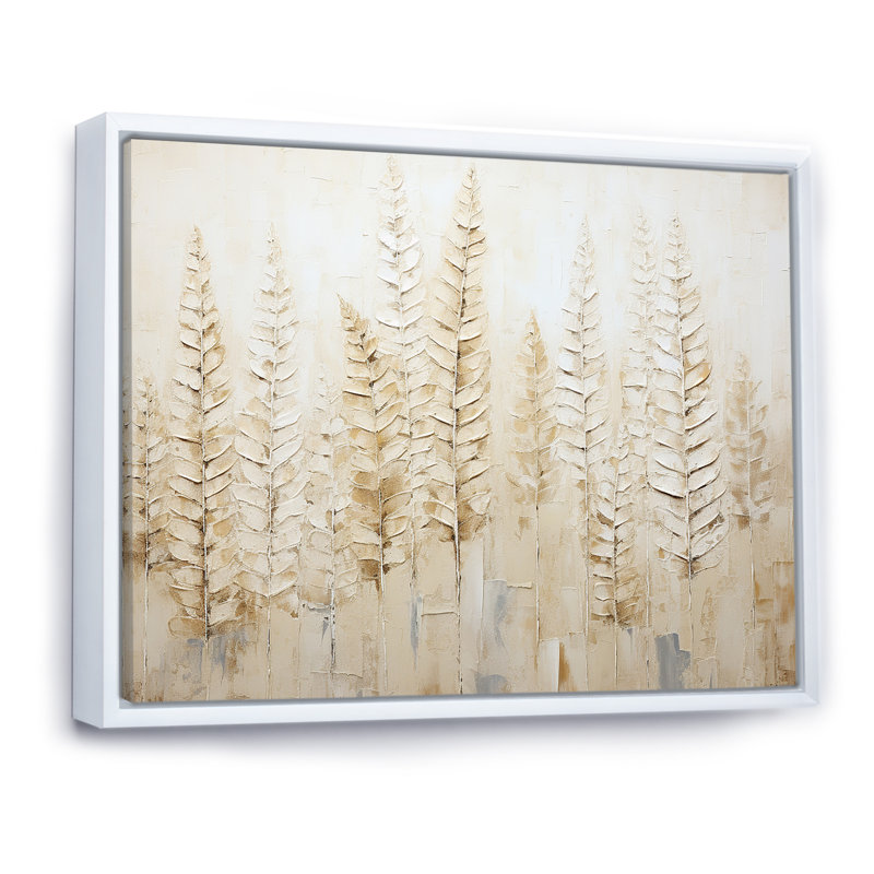 «Golden Ferns Silent Gracefulness» sur toile, Cadre flottant blanc, H 24 po x l 32 po x P 1,5 po