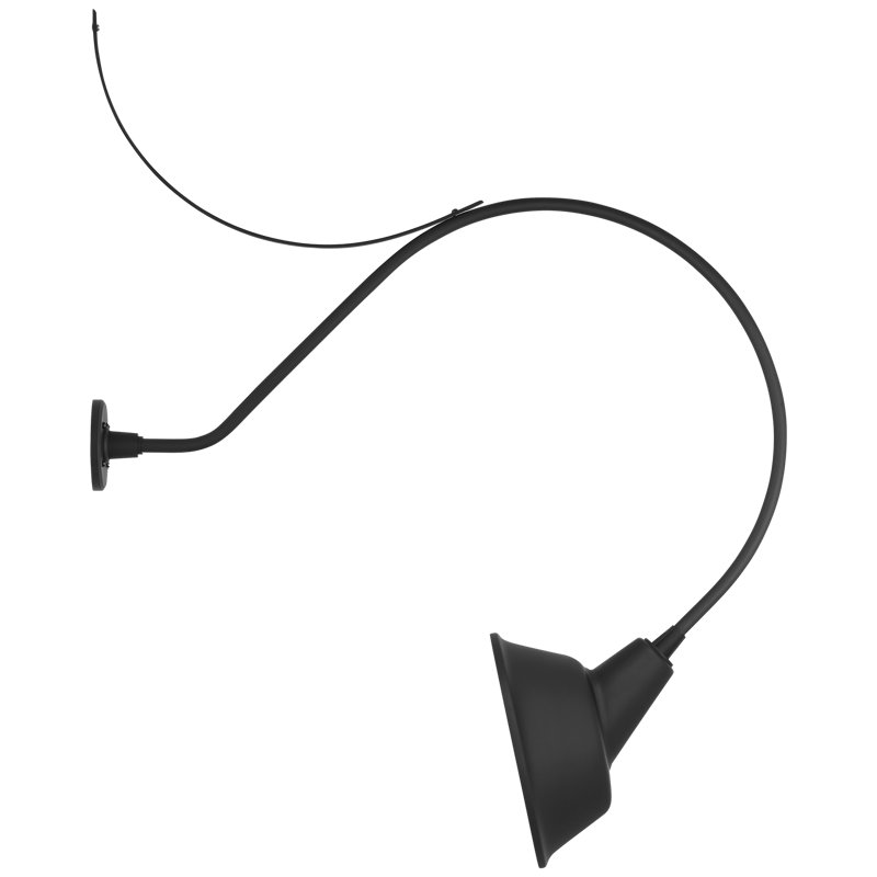 Thomas O'Brien, "Academy 36" Anchored Larrabee Barn Light in Matte Black with 12.5" Green Tilted Bowers Shade, Black