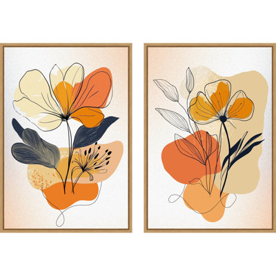  "Ember Blooms No. 1 & 3" par Sally Ann Moss, art mural sur toile encadré