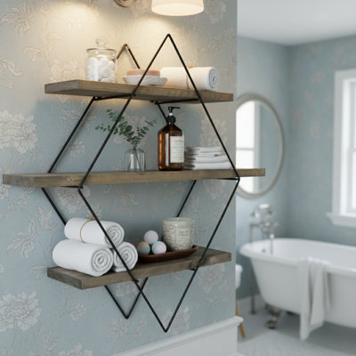 Handmade 3-Tier Spruce Wood Floating Wall Shelf