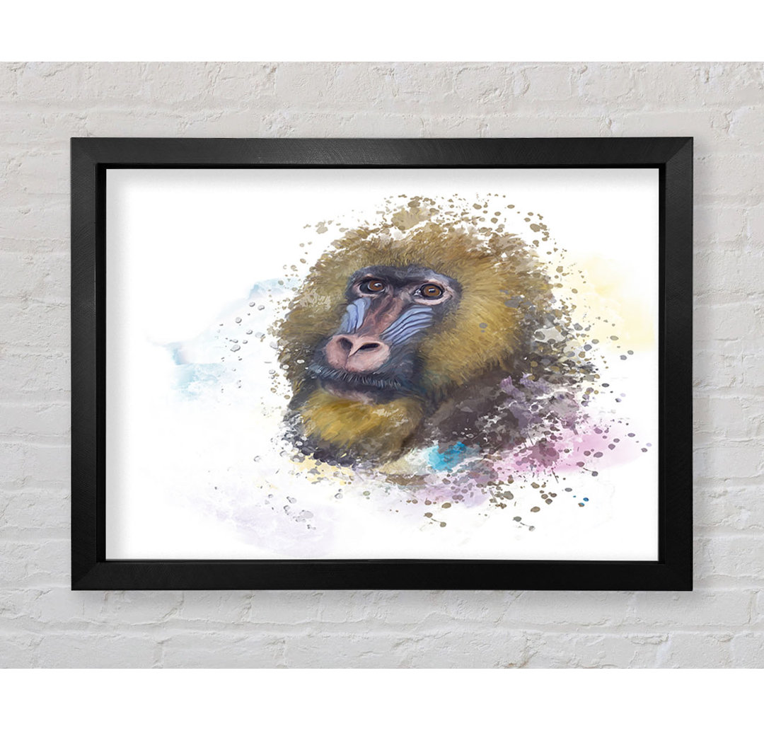 Mandrill Watercolour Splash - Einzelner Bilderrahmen Kunstdrucke