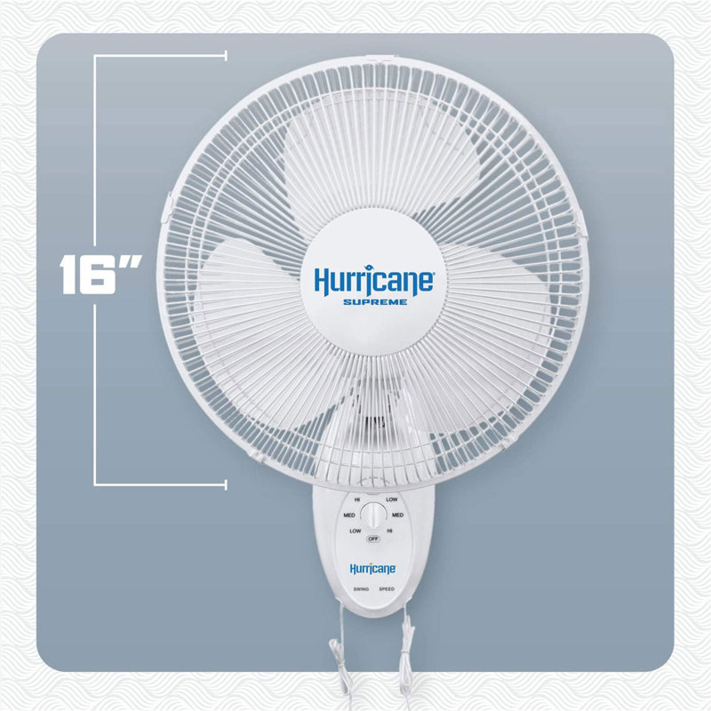 Hurricane Supreme 16 Inch White Plastic Wall Mounted Fan