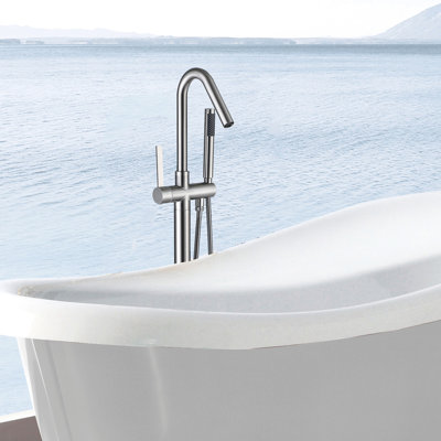 Robinet de baignoire autoportant avec douche à main et fabrication robuste avec une finition attrayante