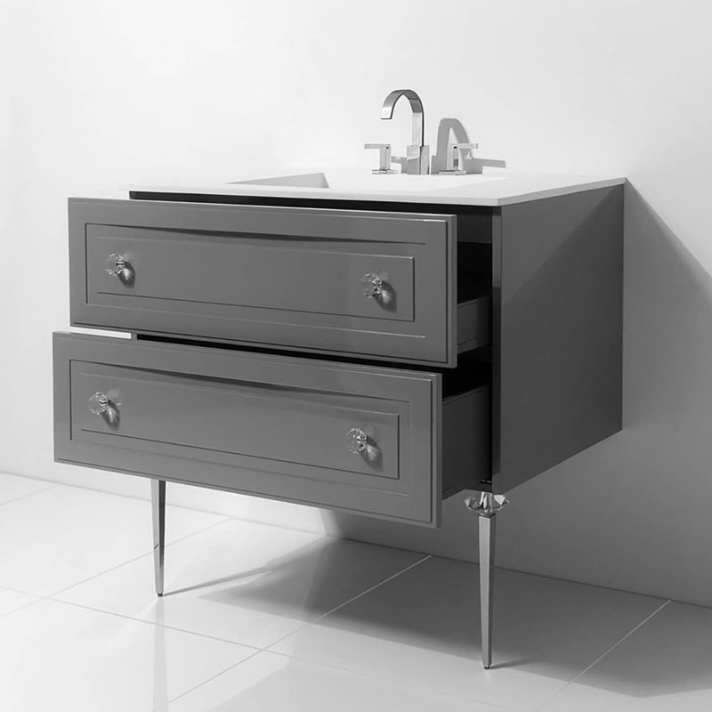 Alma 42.25" Wall Mounted Single Bathroom Vanity with Top, Grigio Gray
