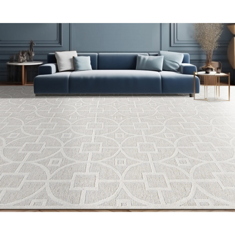 Tapis argent noué à la main de haute qualité
