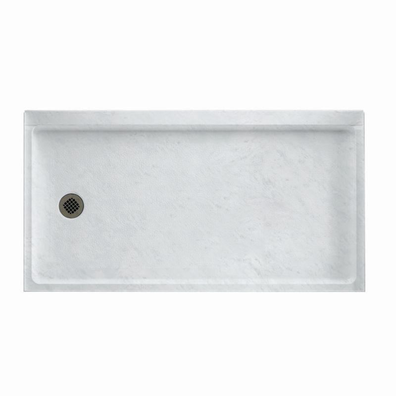 Base de douche à seuil simple 30 po x 60 po Solid Surface, Côté gauche, Glace