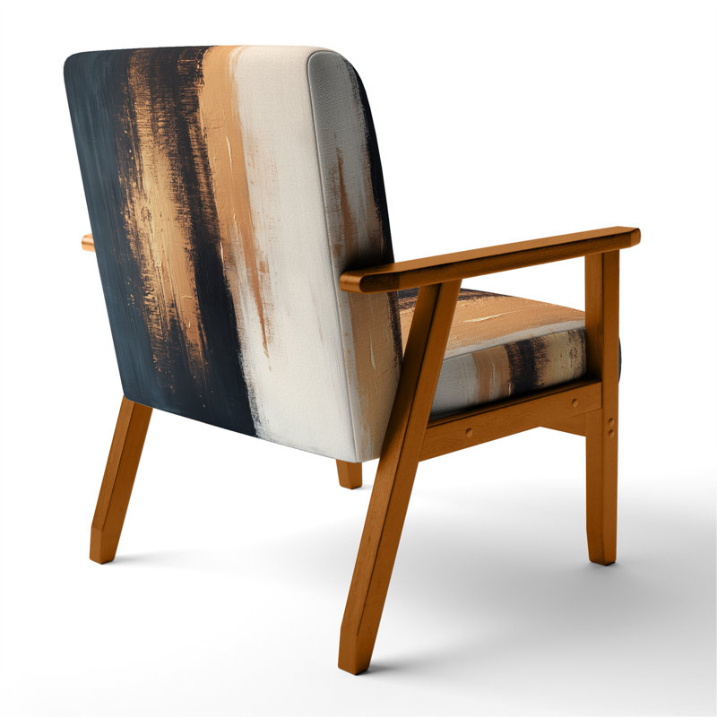 Chaise rembourrée Abstract Modern, Accoudoirs carrés bruns