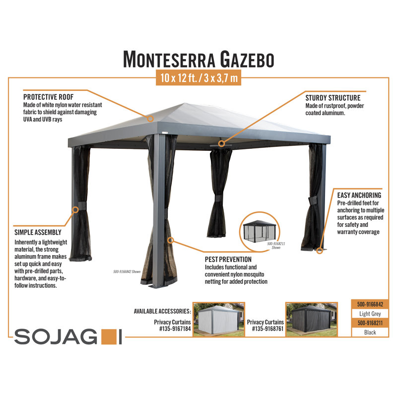 Sojag Black Polyester Screen for Gazebo