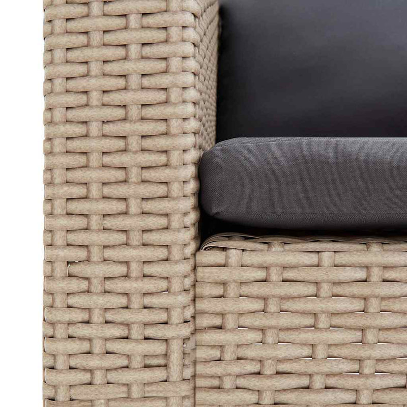 vidaXL 2-Seater Patio Sofa, Poly Rattan & Powder-Coated Steel Frame, Weather Resistant, Cushions Included, Outdoor Furniture, Easy to Maintain, Beige with Anthracite Cushions
