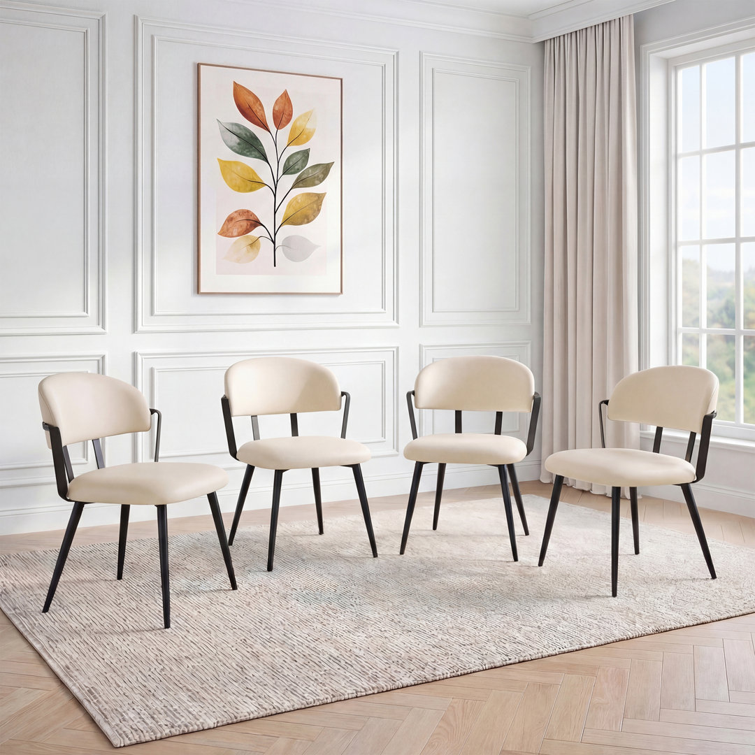Windsor Modern Armless Dining Chair With Twisted Metal Frame, PU Upholstered