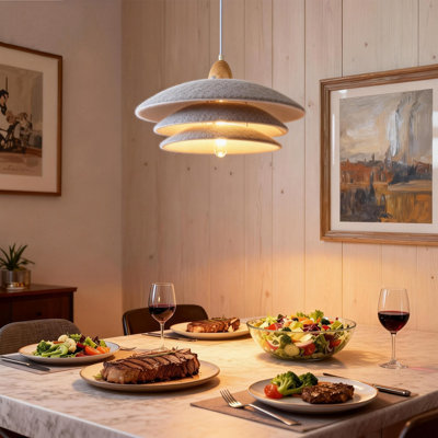 Luminaire suspendu moderne en velours avec détails en bois