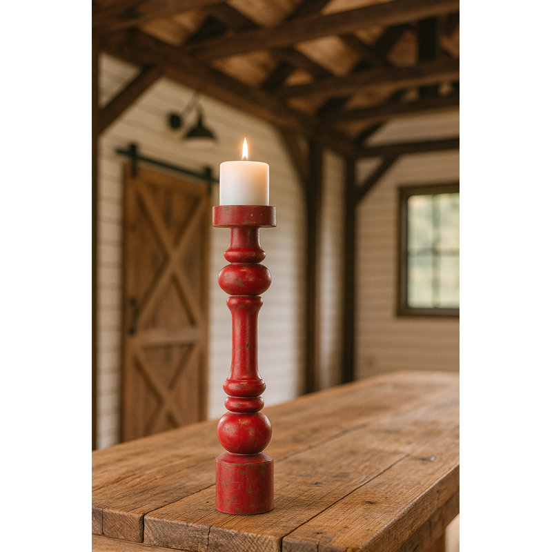 Porte-bougie Baroque - Grande - Rouge, Rouge, H 17,5 po x l 3,6 po x P 3,6 po