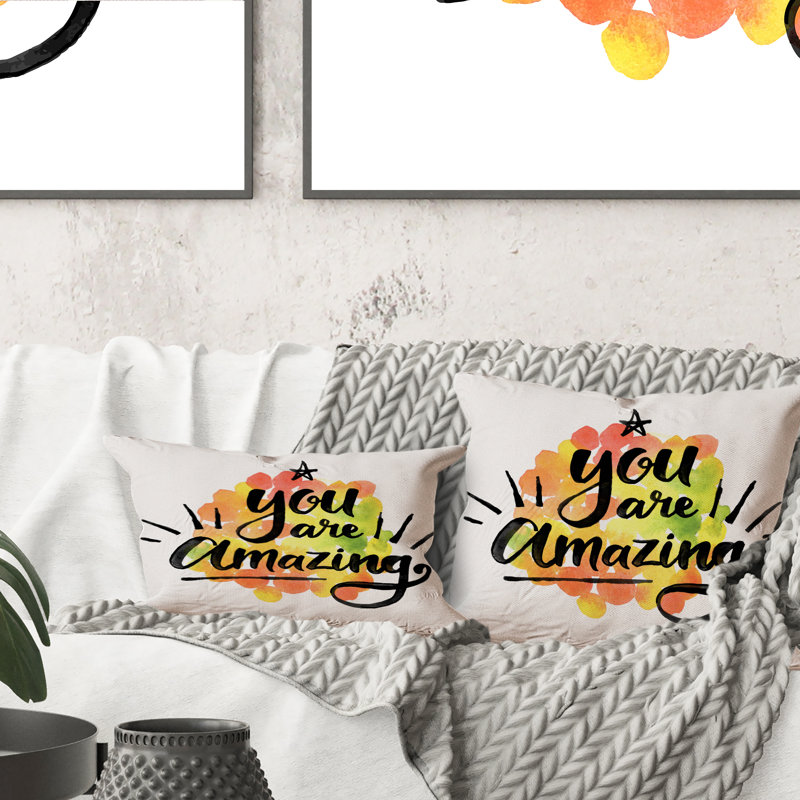 You Are Amazing - Coussin décoratif à imprimé traditionnel, 18 po x 18 po