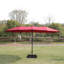 Parasol de patio extérieur double 15X9pi avec base - rouge. Très grand abat-jour pour la cour ou la piscine. Auvent, structure en acier, manivelle facile, évent rouge et base. Plage supplémentaire, jardin. -, rouille