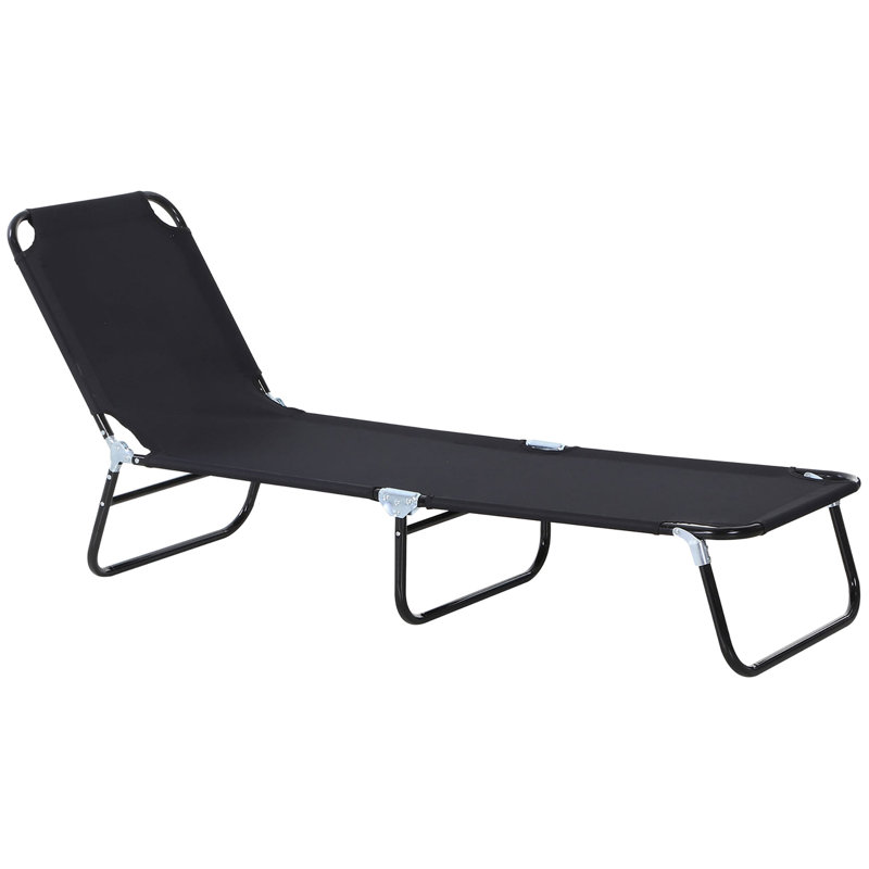Folding Chaise Lounge Pool Chairs, Outdoor Sun Tanning Chairs, Reclining Back, Steel Frame & Breathable Mesh For Beach, Yard, Patio