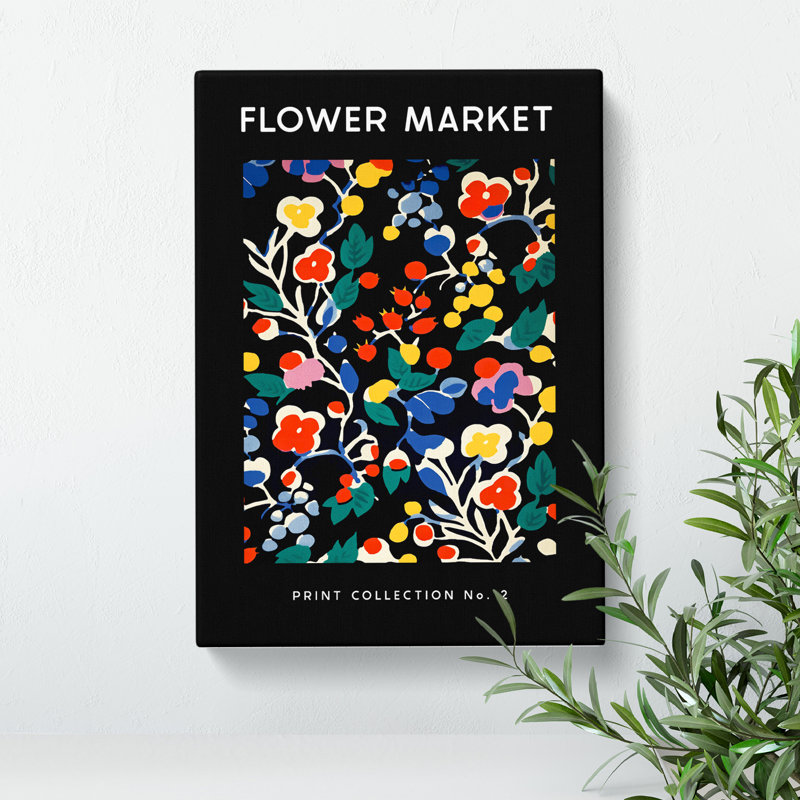 Flower Market Exhibition Black No.2 - Wrapped Canvas, 50cm H x 35cm W x 3cm D