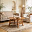 2-Tier Round Coffee Table, Retro Solid Wood Accent Table for Living Room Home Decor