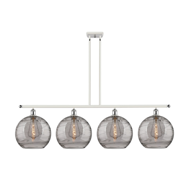 Luminaire suspendu pour îlot de cuisine 4 lumières Ellington, Chrome poli blanc