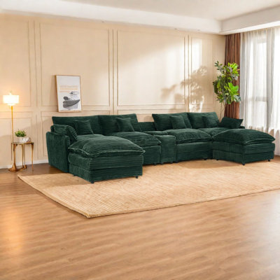 Canapés à compression avec rangement, modulaire en velours côtelé de 141 pouces pour la maison