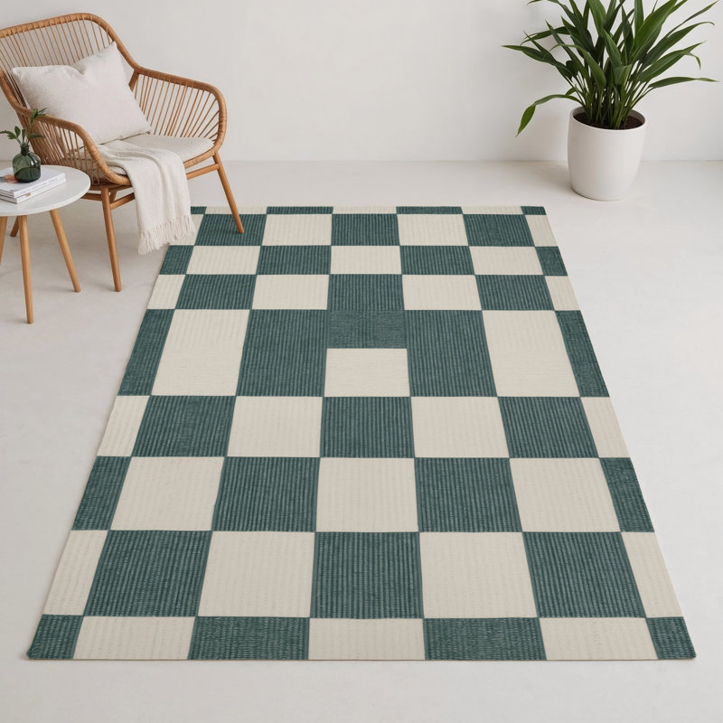 Tapis d'intérieur et d'extérieur à carreaux beige