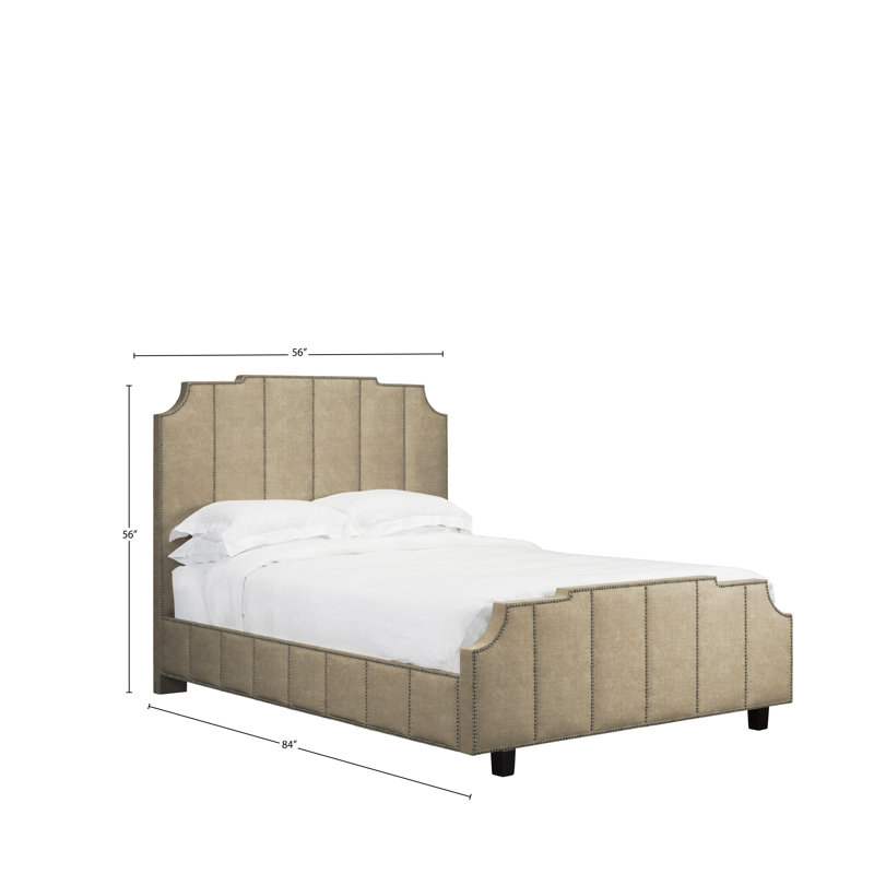 Lit plateforme tapissier Stoker, Double, Velours - Sable
