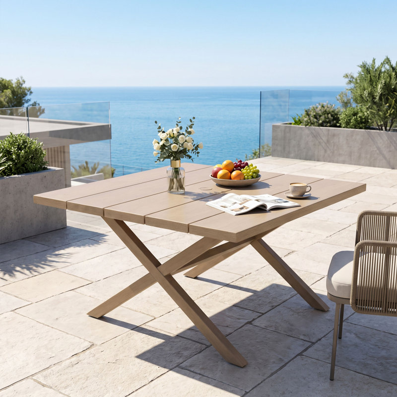 Table de salle à manger d'extérieur carrée en aluminium