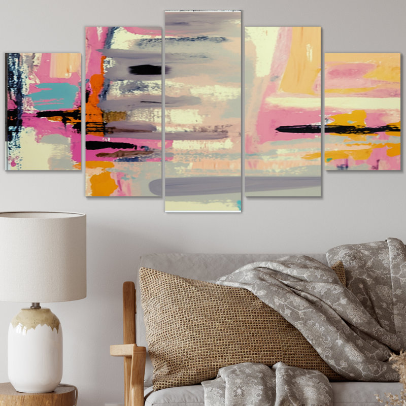 «Autumn of Retro Groove Abstract Expressionism», reproduction d'art abstrait mural - 5 panneaux